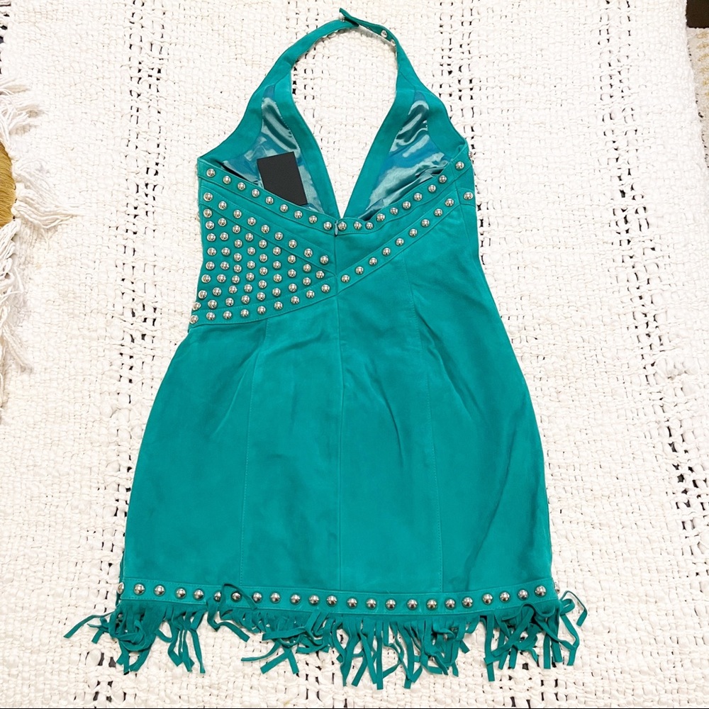 X by NBD Nomi Leather Mini Dress in Green - Picture 3 of 6